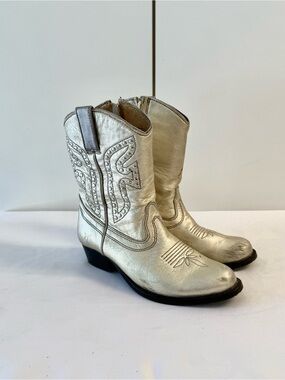 Metallic Frye Leather Cowboy Boots